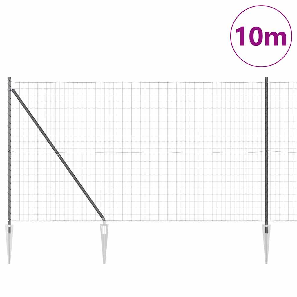 Fence with Post Grey 1.5 x 10 m Steel and PVC
