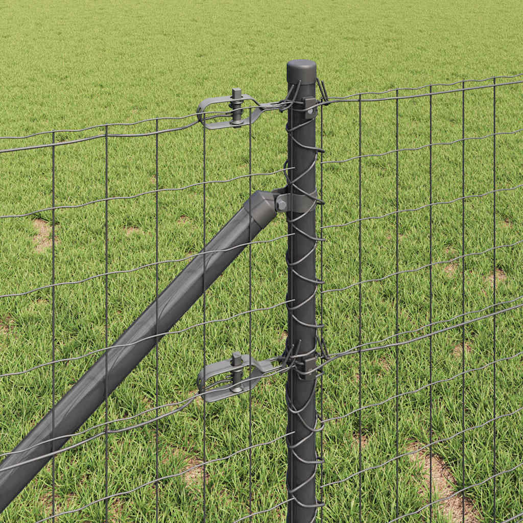 Fence with Post Grey 0.8 x 10 m Steel and PVC