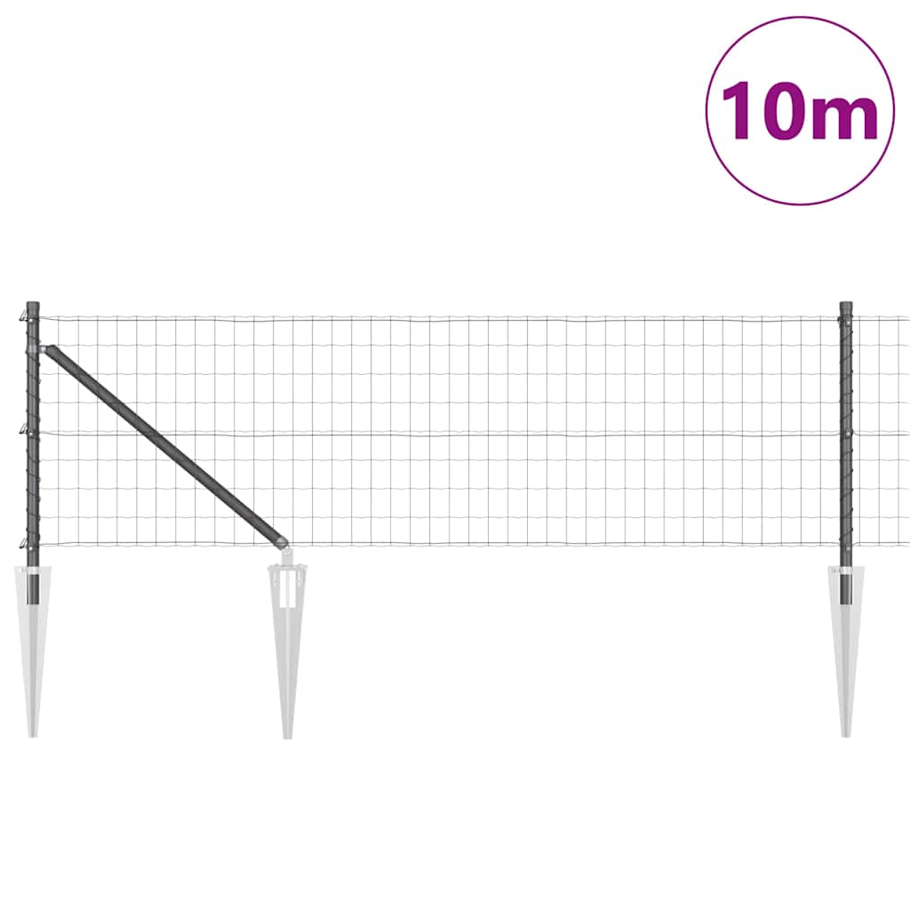 Fence with Post Grey 0.8 x 10 m Steel and PVC
