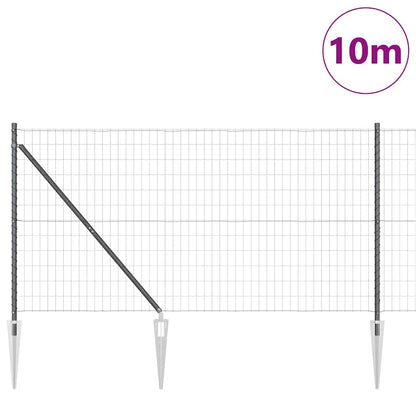 Euro Fence with Spikes 10 x 1.2 m PVC-Coated Steel Grey Mesh