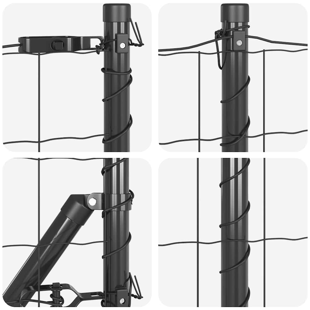 Fence with Post Grey 1 x 10 m Steel and PVC
