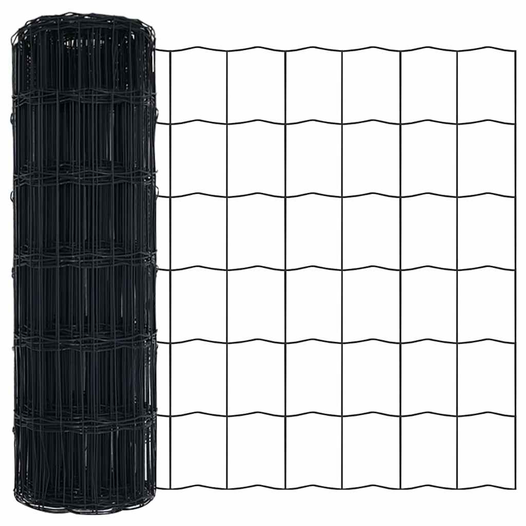 Fence with Post Grey 1 x 10 m Steel and PVC