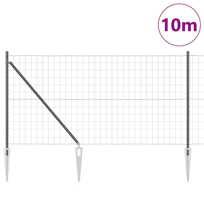 Fence with Post Grey 1 x 10 m Steel and PVC