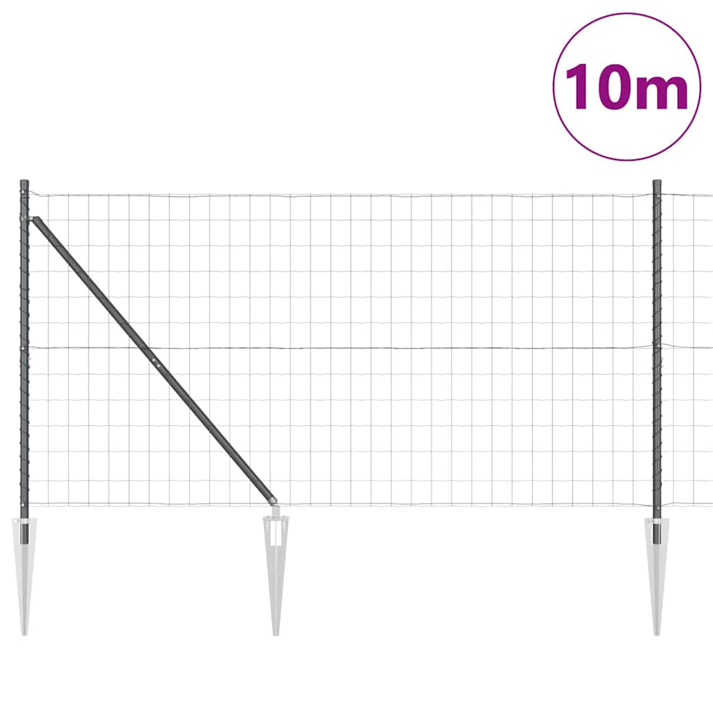 Fence with Post Grey 1.2 x 10 m Steel and PVC