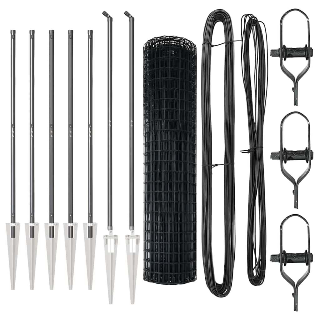Euro Fence with Spikes 10 x 1.4 m PVC-Coated Steel Grey Mesh
