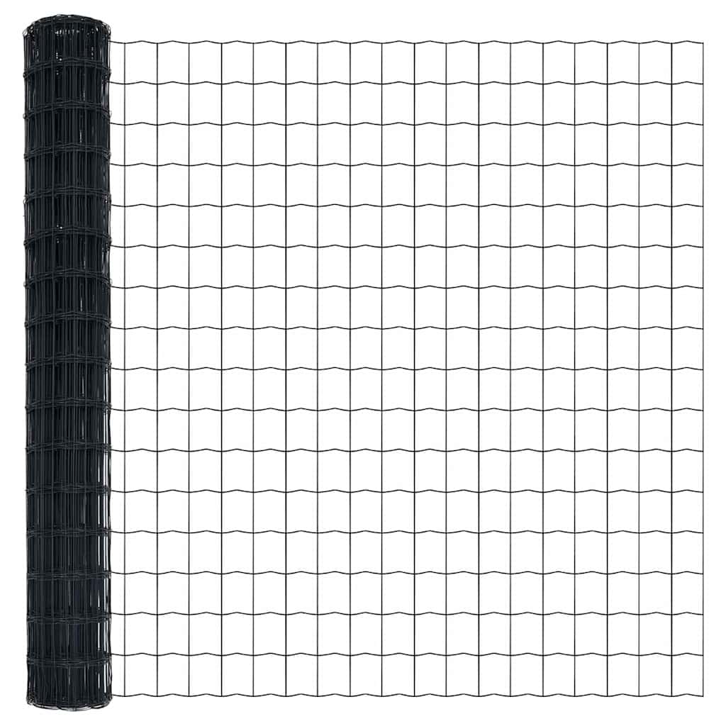 Fence with Post Grey 1.5 x 10 m Steel and PVC