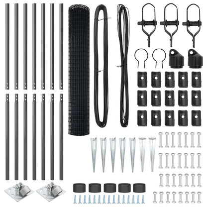 Euro Fence with Spikes 10 x 1.6 m PVC-Coated Steel Grey Mesh