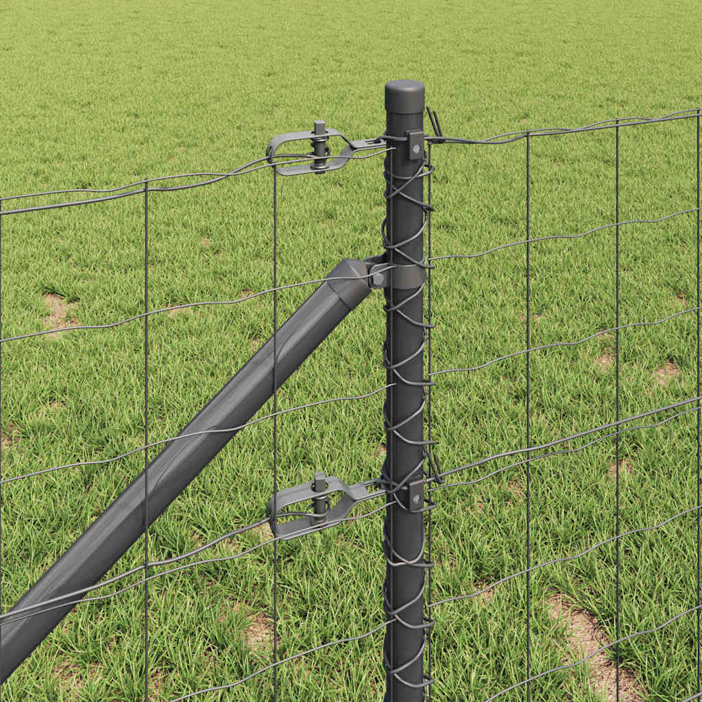 Fence with Post Grey 0.4 x 10 m Steel and PVC