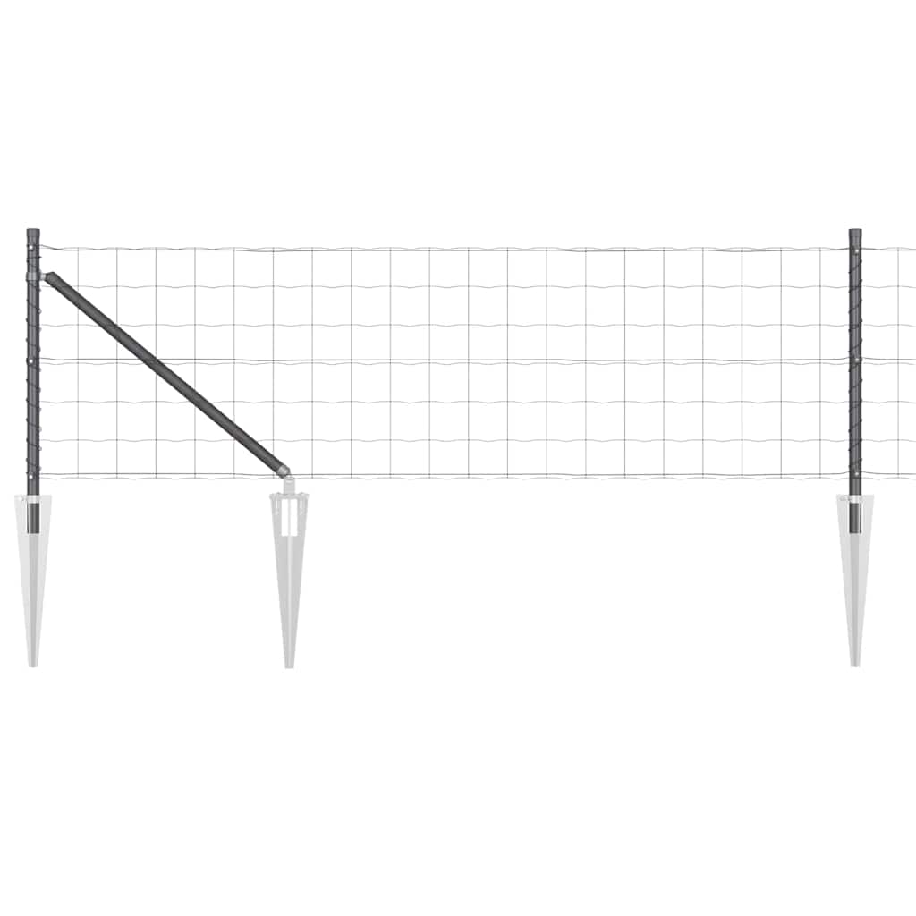Fence with Post Grey 0.4 x 10 m Steel and PVC