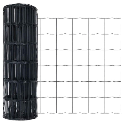 Fence with Post Grey 0.4 x 10 m Steel and PVC