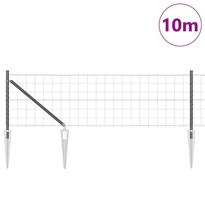 Fence with Post Grey 0.4 x 10 m Steel and PVC