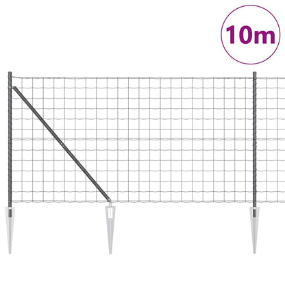 Euro Fence with Spikes 10 x 1.2 m PVC-Coated Steel Grey Mesh