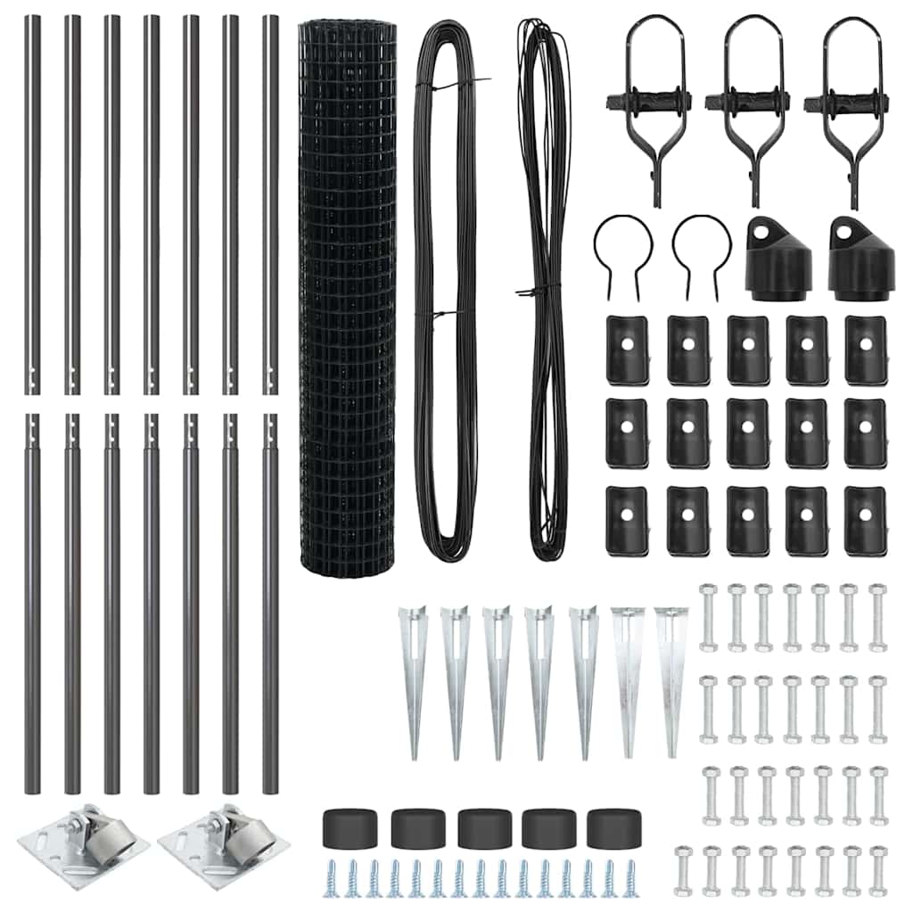 Euro Fence with Spikes 10 x 1.5 m PVC-Coated Steel Grey Mesh