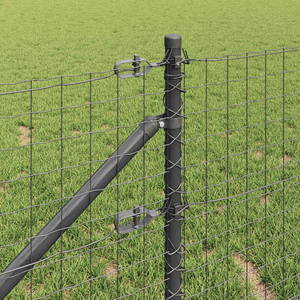 Fence with Post Grey 1 x 25 m Steel and PVC
