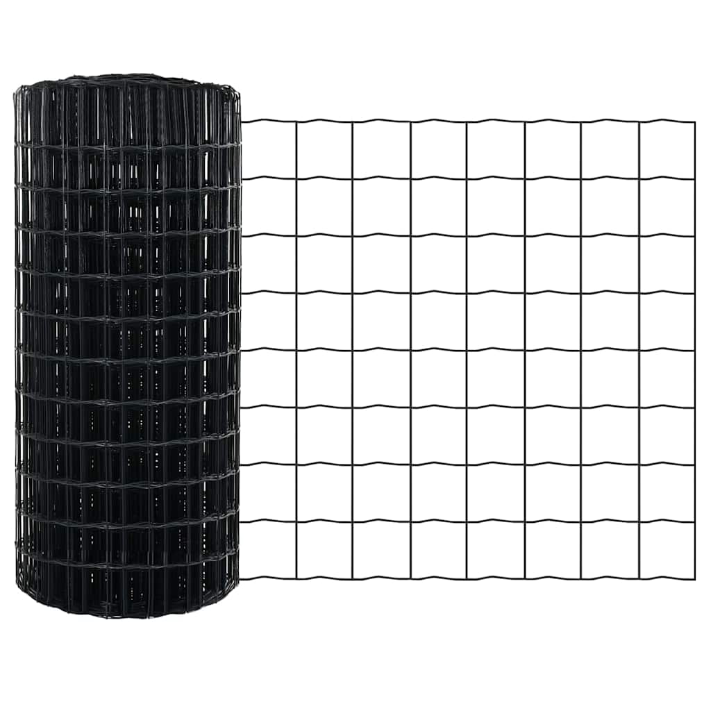 Fence with Post Grey 1 x 25 m Steel and PVC