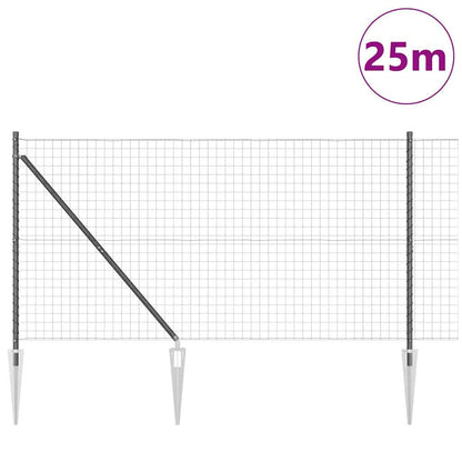 Fence with Post Grey 1 x 25 m Steel and PVC