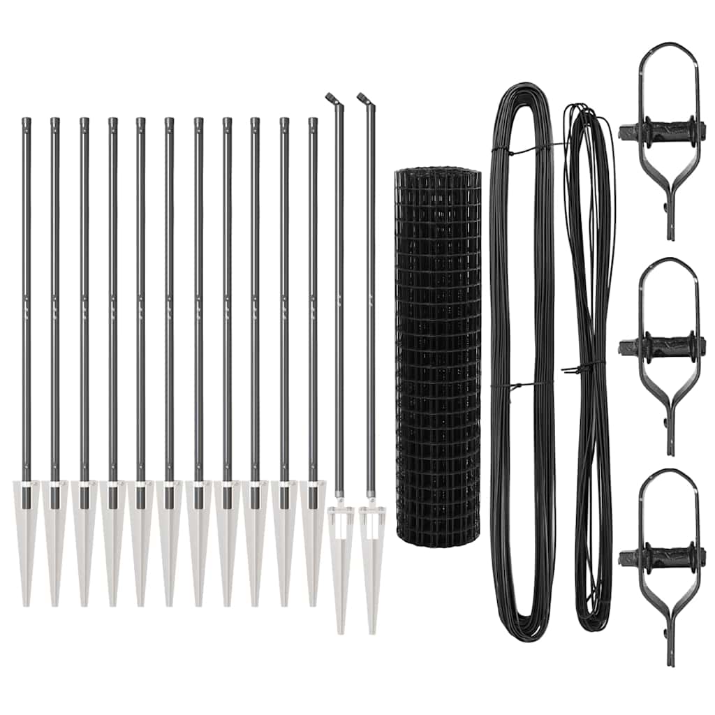 Euro Fence with Spikes 25 x 1.2 m PVC-Coated Steel Grey Mesh