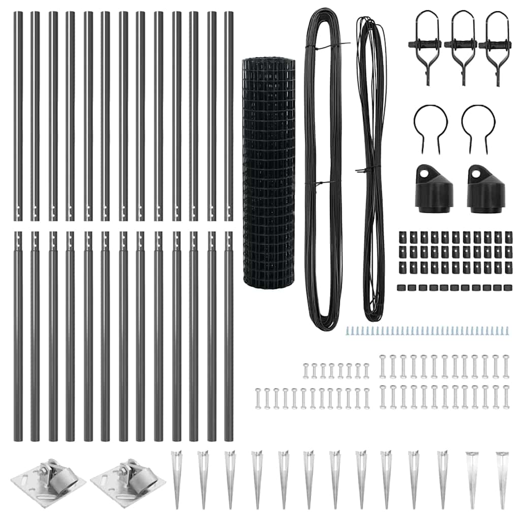 Euro Fence with Spikes 25 x 1.2 m PVC-Coated Steel Grey Mesh