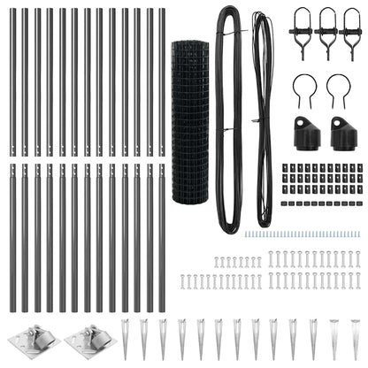 Euro Fence with Spikes 25 x 1.2 m PVC-Coated Steel Grey Mesh