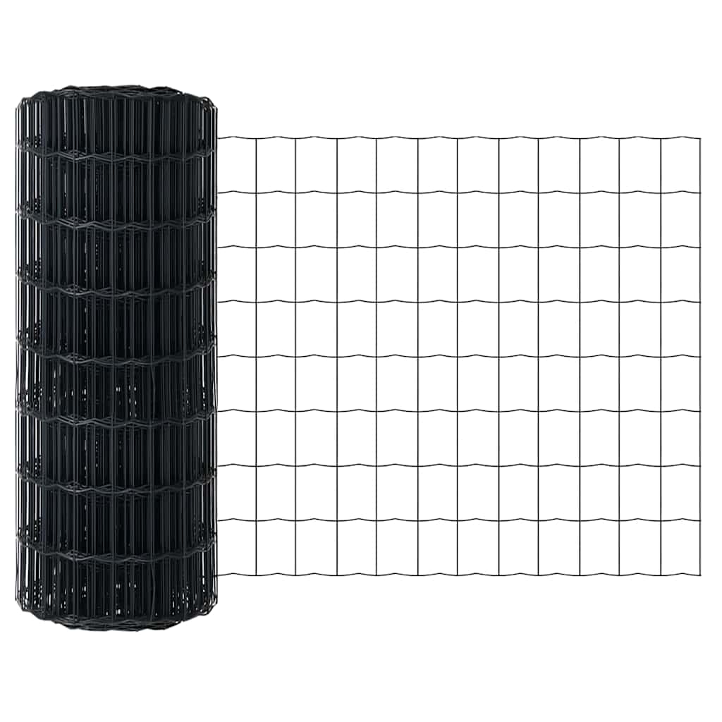 Fence with Post Grey 0.8 x 25 m Steel and PVC