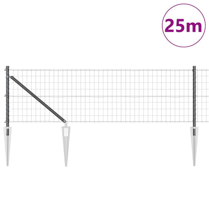 Fence with Post Grey 0.8 x 25 m Steel and PVC