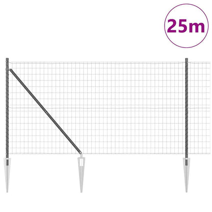 Fence with Post Grey 1.2 x 25 m Steel and PVC