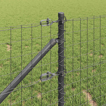 Fence with Post Grey 0.8 x 25 m Steel and PVC