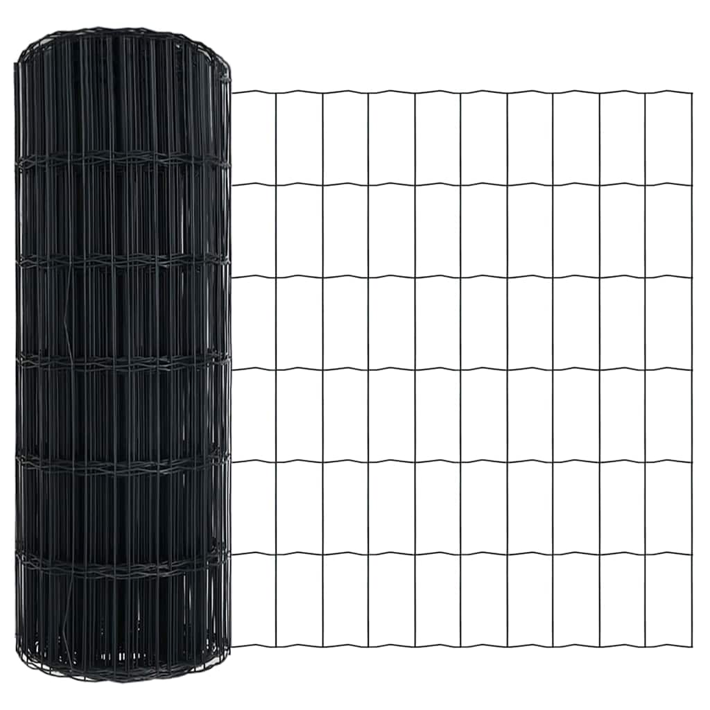 Fence with Post Grey 0.8 x 25 m Steel and PVC
