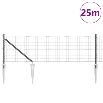 Euro Fence with Spikes 25 x 0.8 m PVC-Coated Steel Grey Mesh