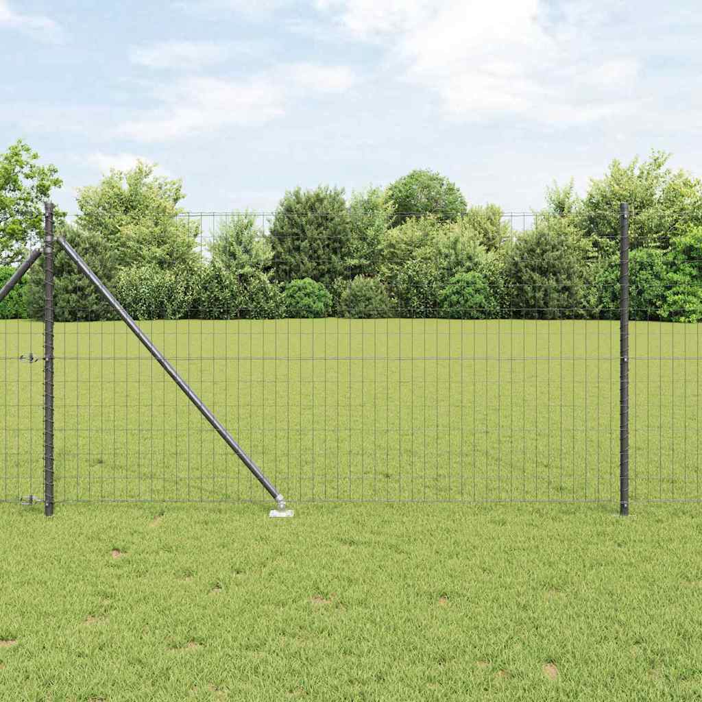 Fence with Post Grey 1 x 25 m Steel and PVC