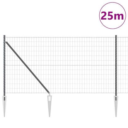 Fence with Post Grey 1 x 25 m Steel and PVC