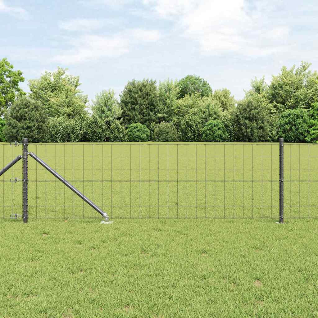 Euro Fence with Spikes 25 x 0.6 m PVC-Coated Steel Grey Mesh