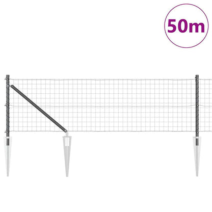 Euro Fence with Spikes 50 x 0.6 m PVC-Coated Steel Grey Mesh