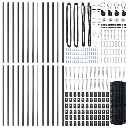 Euro Fence with Spikes 50 x 0.4 m PVC-Coated Steel Grey Mesh