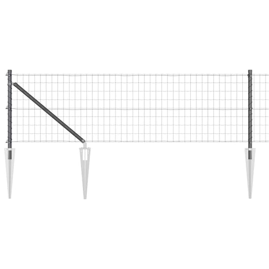Euro Fence with Spikes 50 x 0.4 m PVC-Coated Steel Grey Mesh
