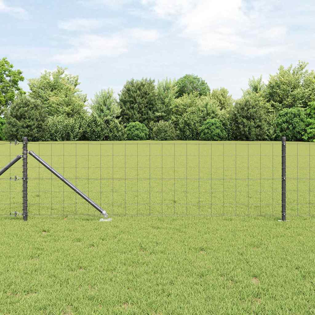 Euro Fence with Spikes 50 x 0.4 m PVC-Coated Steel Grey Mesh