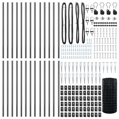 Euro Fence with Spikes 50 x 0.4 m PVC-Coated Steel Grey Mesh