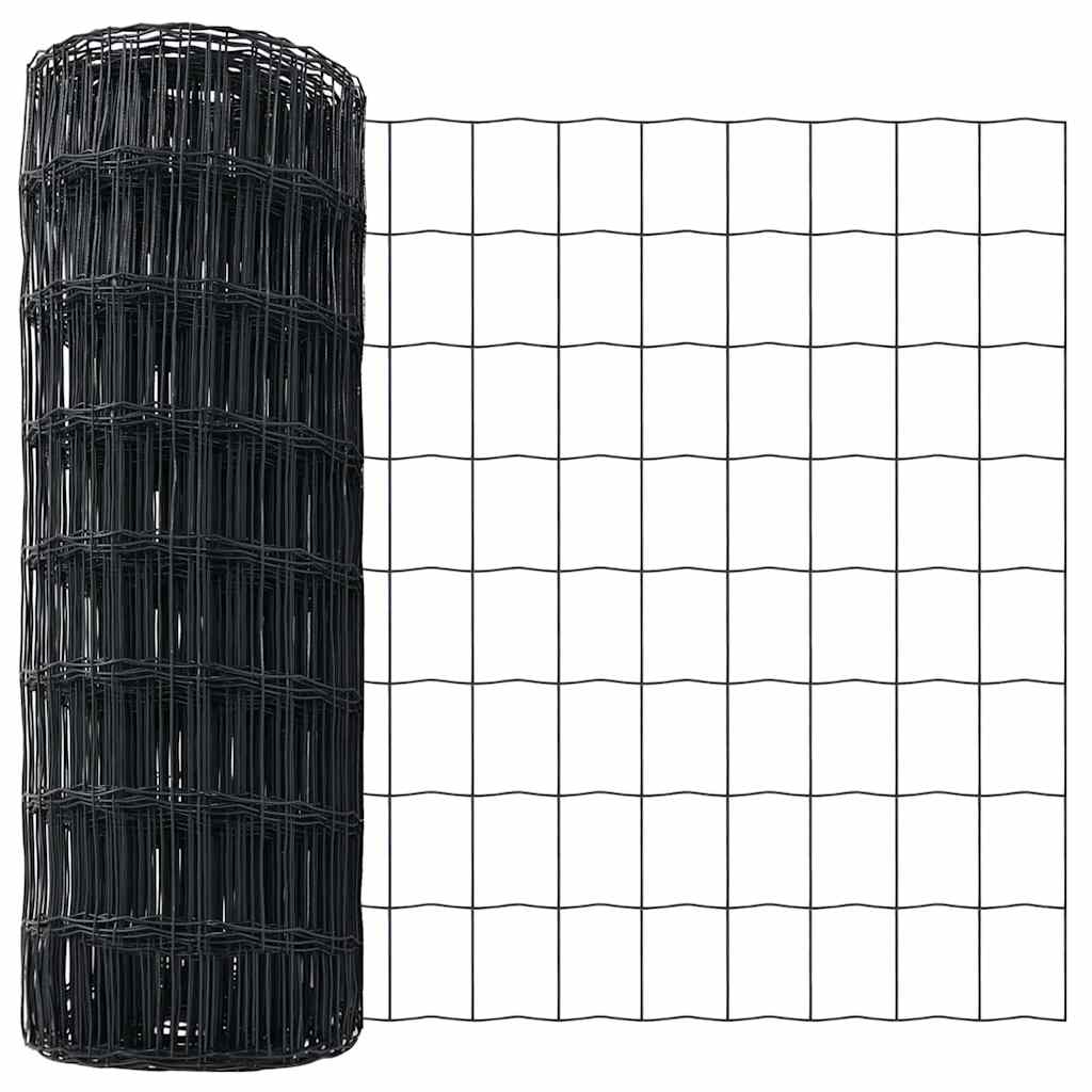 Euro Fence with Spikes 10 x 0.6 m PVC-Coated Steel Grey Mesh