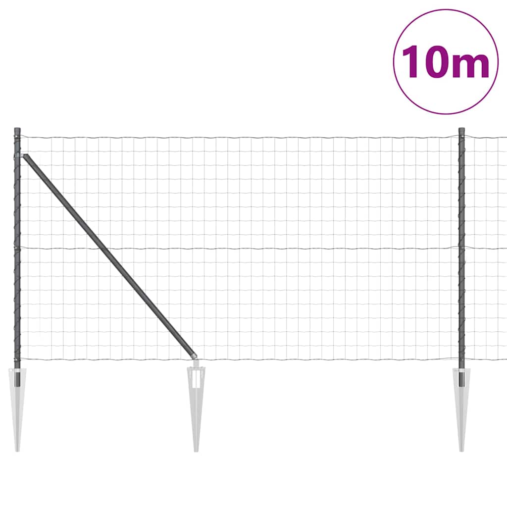 Euro Fence with Spikes 10 x 1 m PVC-Coated Steel Grey Mesh