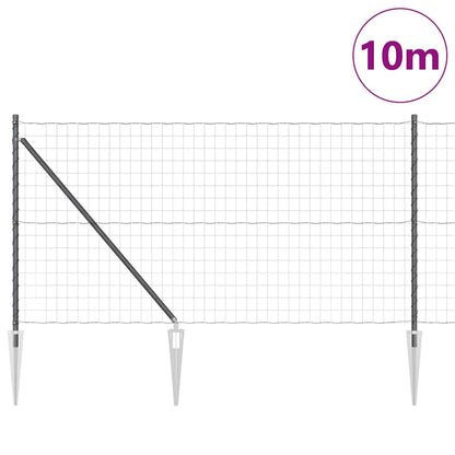 Euro Fence with Spikes 10 x 1 m PVC-Coated Steel Grey Mesh