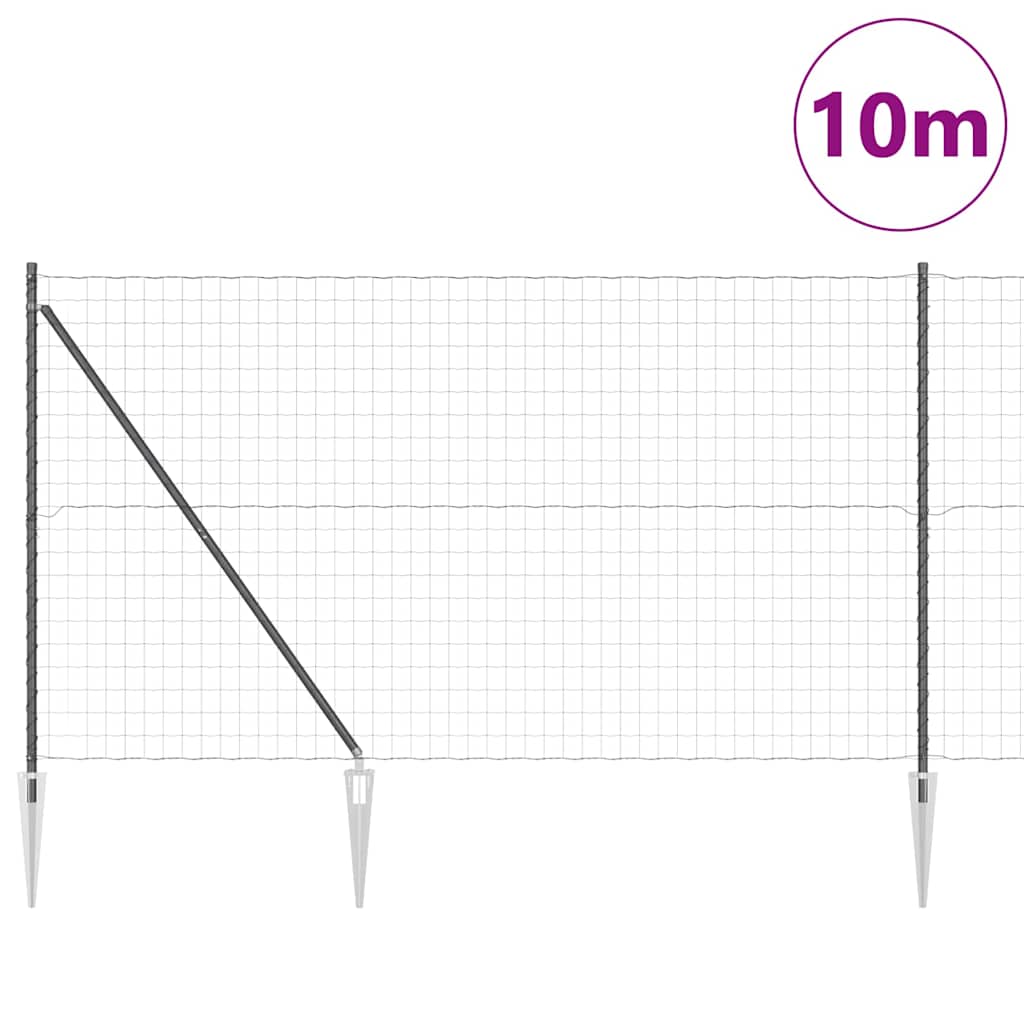 Euro Fence with Spikes 10 x 1.6 m PVC-Coated Steel Grey Mesh