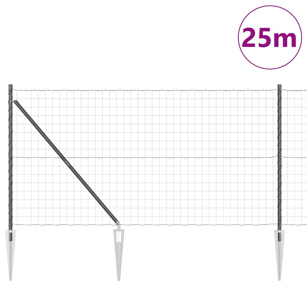 Euro Fence with Spikes 25 x 1.2 m PVC-Coated Steel Grey Mesh