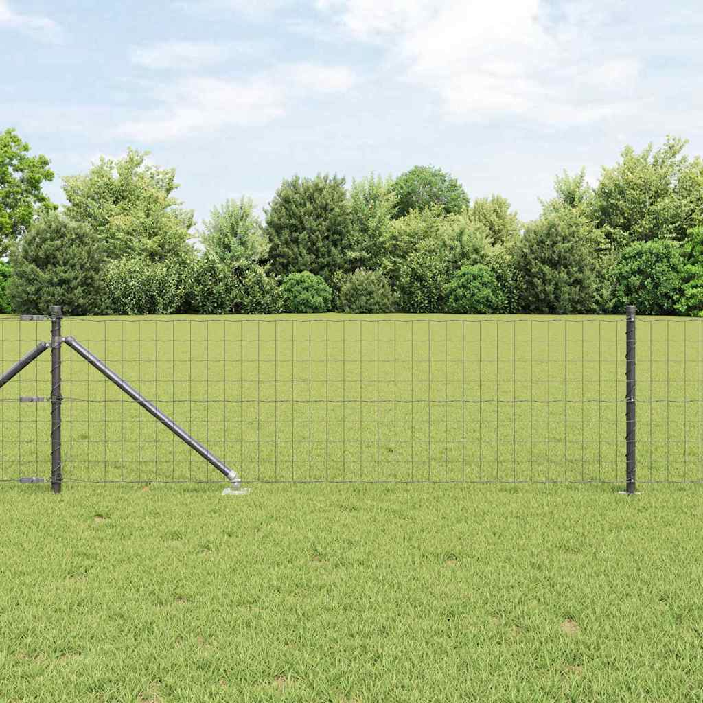 Euro Fence with Spikes 50 x 0.4 m PVC-Coated Steel Grey Mesh