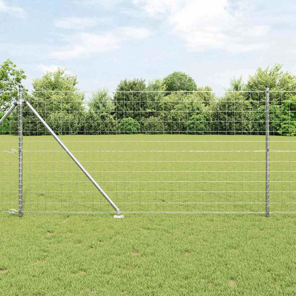 Outdoor Euro Fence with Spikes 10 x 1 m Galvanised Steel Silver
