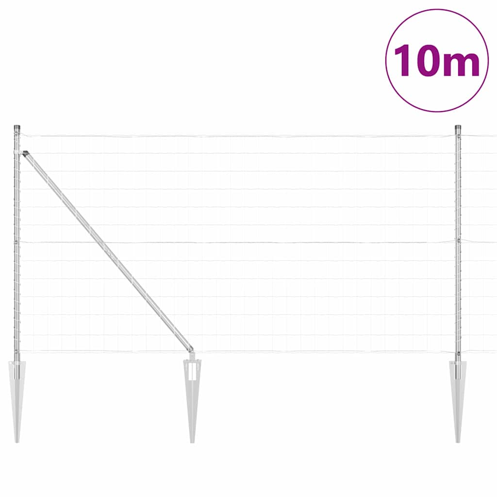 Outdoor Euro Fence with Spikes 10 x 1 m Galvanised Steel Silver