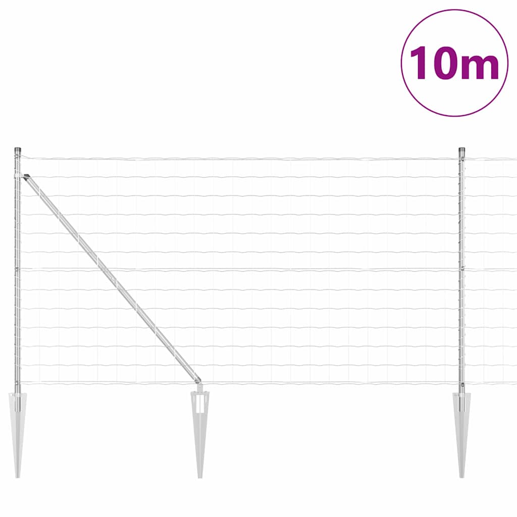 Outdoor Euro Fence with Spikes 10 x 1 m Galvanised Steel Silver