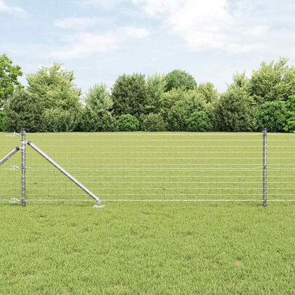 Euro Fence with Spikes 25 x 0.4 m Galvanised Steel Silver Mesh