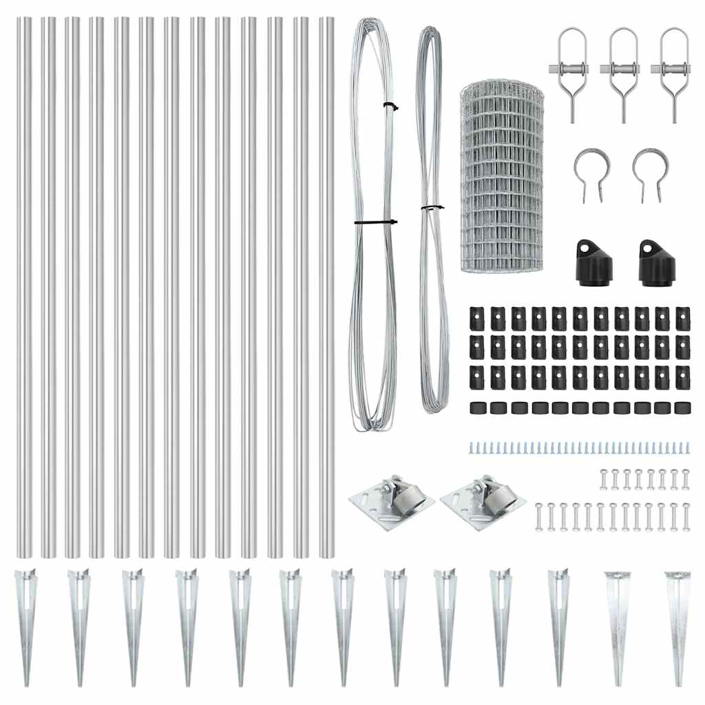 Outdoor Euro Fence with Spikes 25 x 0.8 m Galvanised Steel Mesh