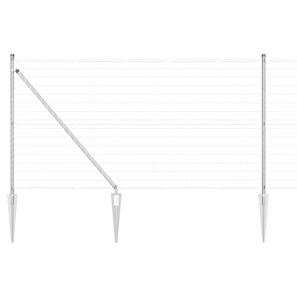 Outdoor Euro Fence with Spikes 25 x 1 m Galvanised Steel Silver