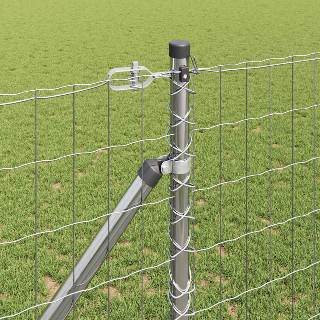 Euro Fence with Spikes 25 x 1.2 m Galvanised Steel Silver Mesh